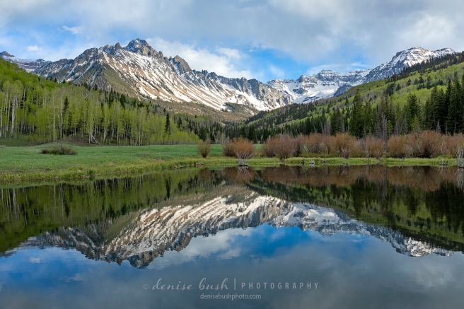 Mount Sneffels' beauty is doubled in this beaver pond reflection photo.